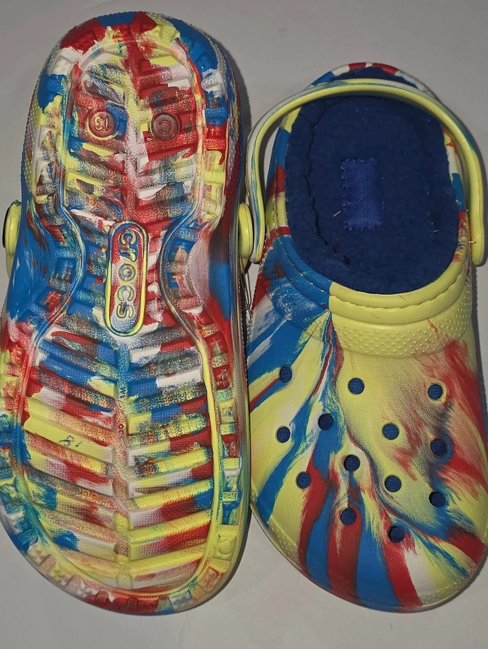 Crocs Kids Classic Lined Marbled Clog - Yellow Multi- NWT